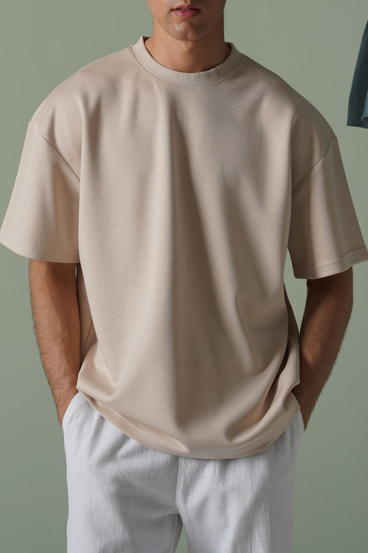 BEIGE BOXY TEE