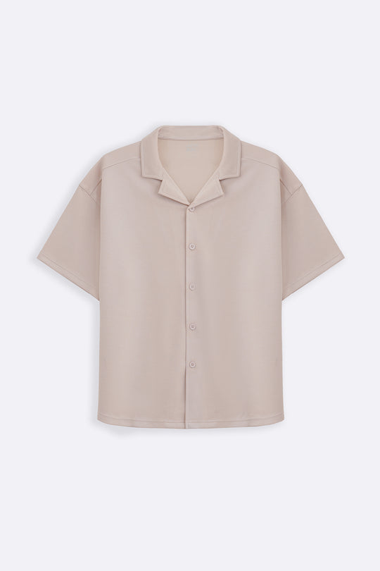 BEIGE KNITTED RESORT SHIRT