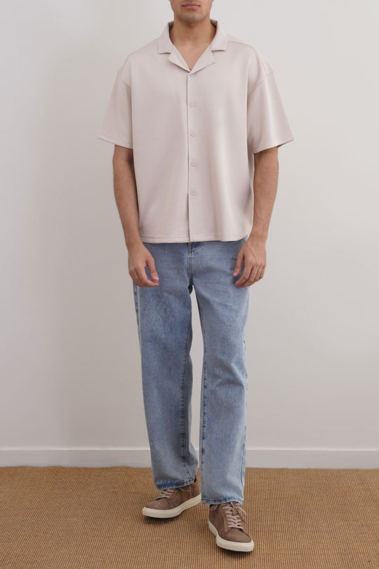BEIGE KNITTED RESORT SHIRT