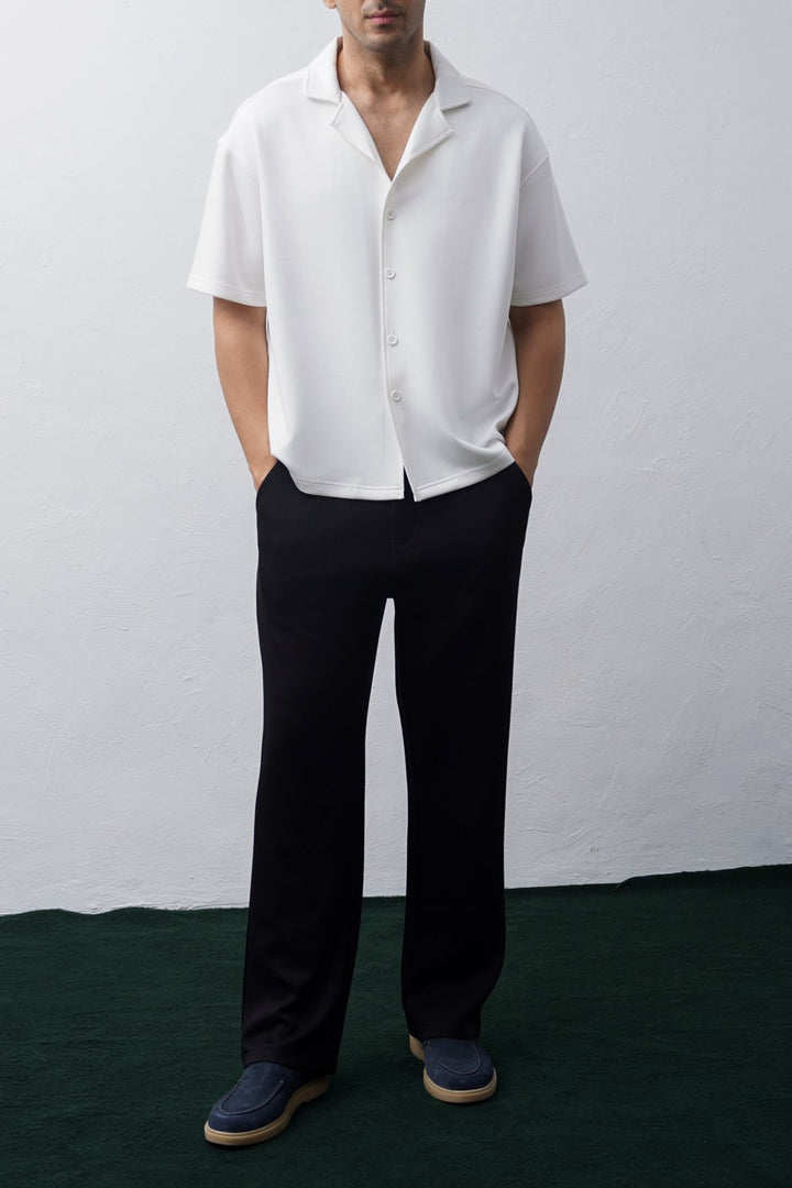 WHITE KNITTED RESORT SHIRT