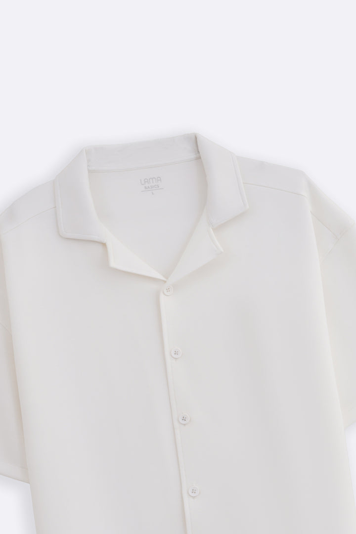 WHITE KNITTED RESORT SHIRT