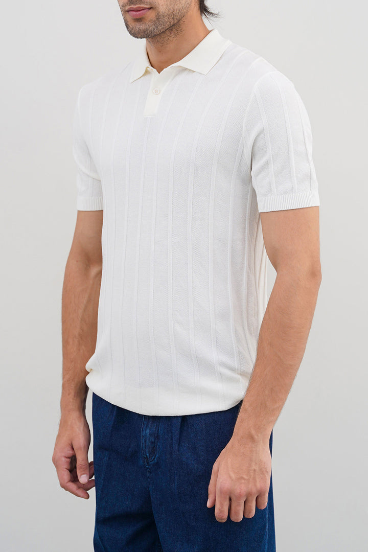 OFF WHITE VISCOSE KNIT POLO