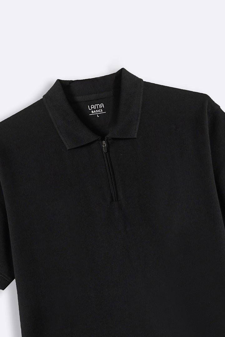 BLACK QUARTER ZIP POLO