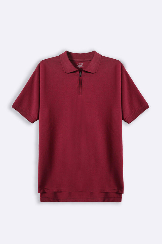 MAROON QUARTER ZIP POLO
