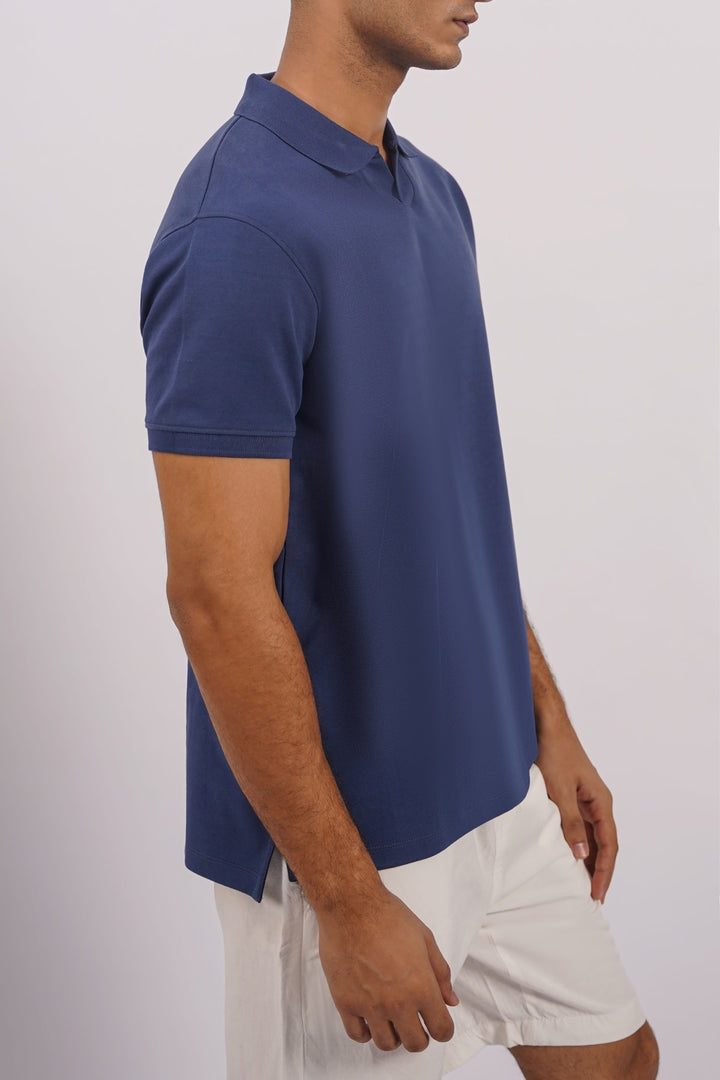 MID BLUE KNITTED POLO