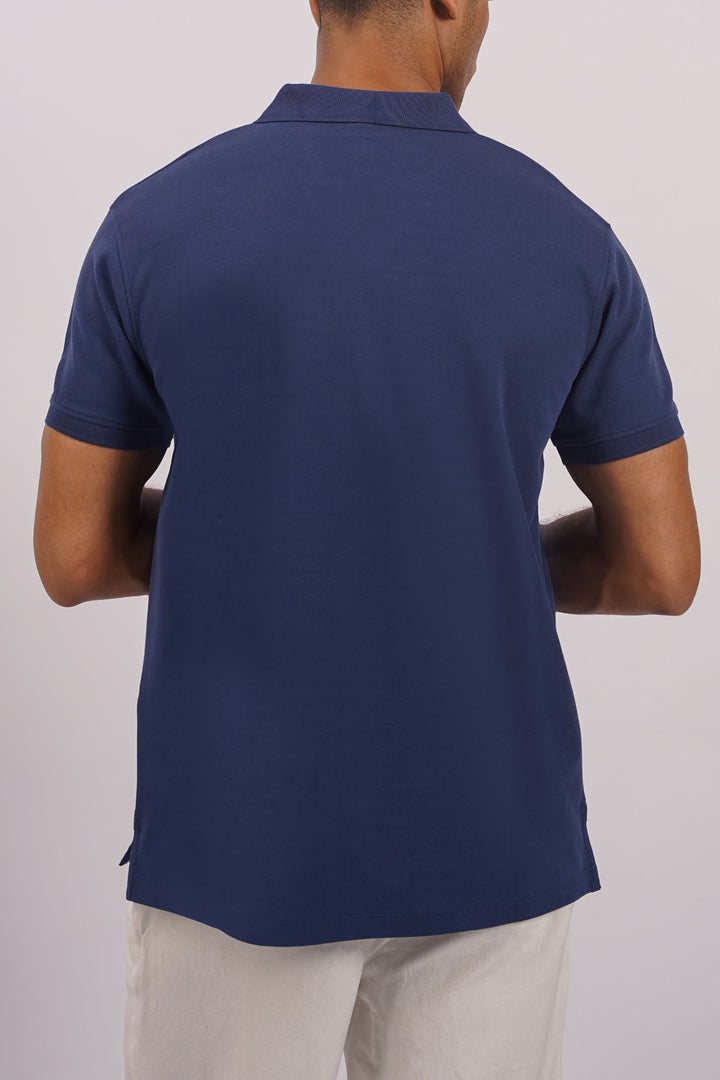 MID BLUE KNITTED POLO