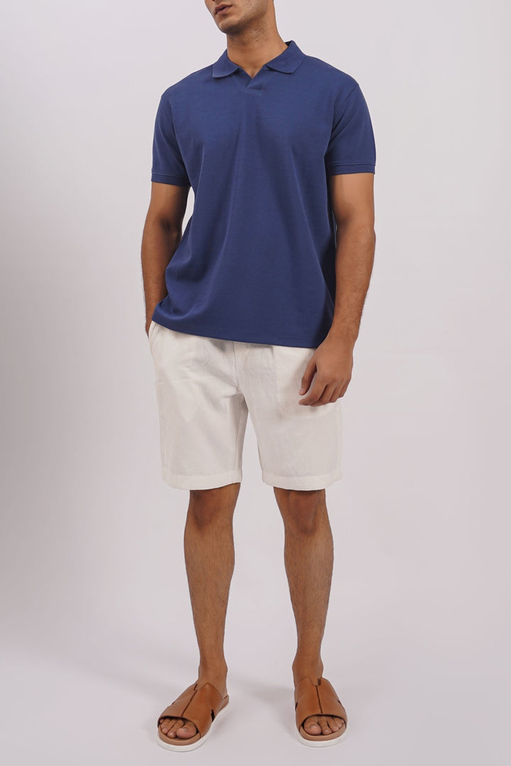 MID BLUE KNITTED POLO