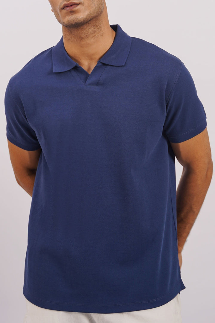 MID BLUE KNITTED POLO