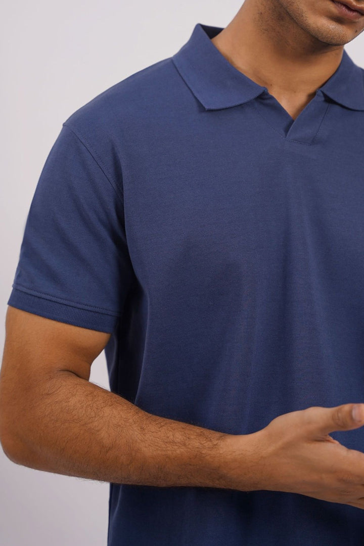 MID BLUE KNITTED POLO