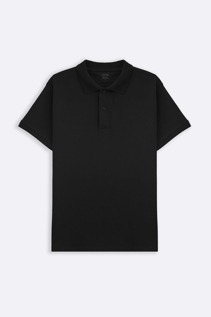 BLACK COTTON POLO SHIRT