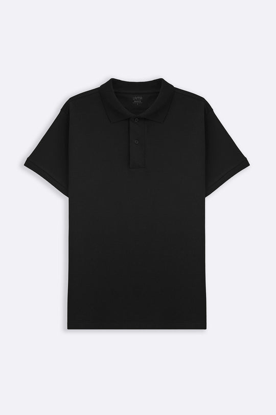 BLACK COTTON POLO SHIRT