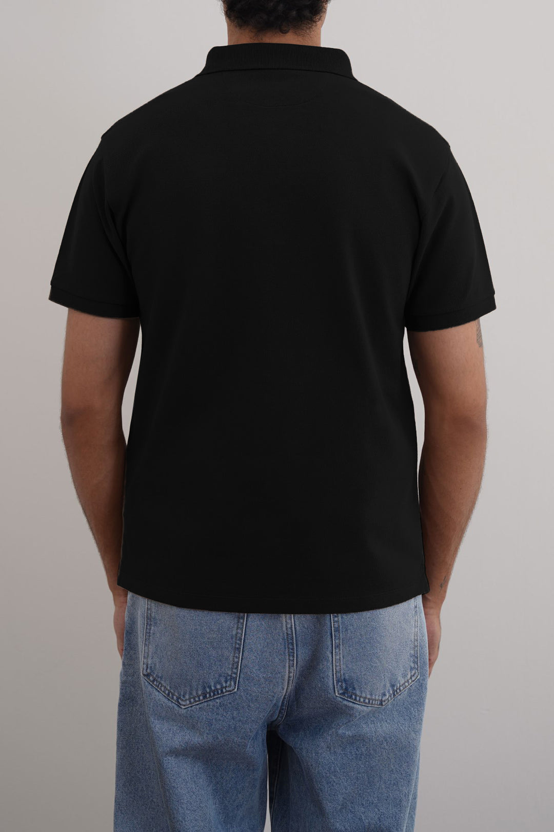 BLACK COTTON POLO SHIRT