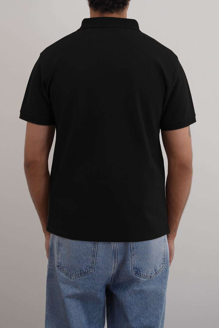 BLACK COTTON POLO SHIRT