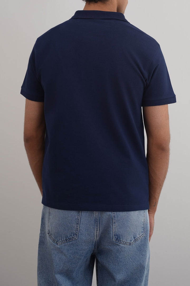 NAVY COTTON POLO SHIRT