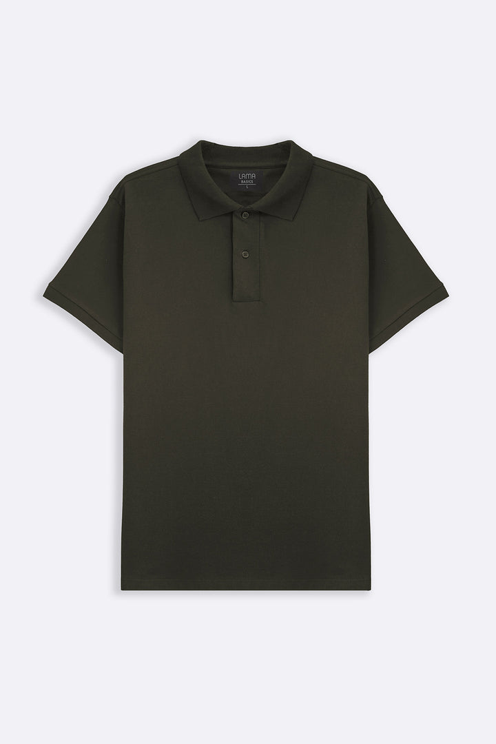 OLIVE COTTON POLO SHIRT