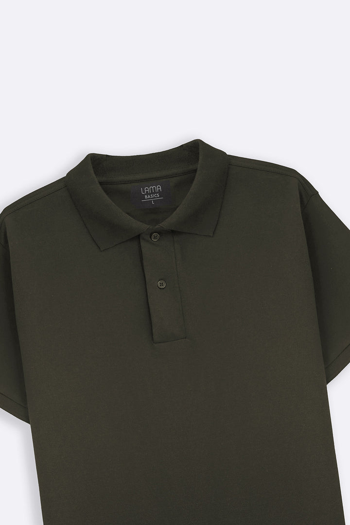 OLIVE COTTON POLO SHIRT