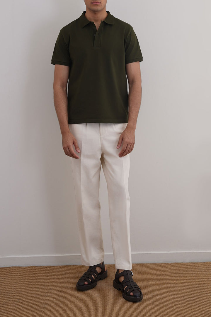 OLIVE COTTON POLO SHIRT