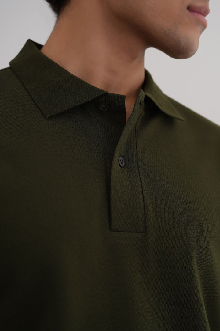 OLIVE COTTON POLO SHIRT