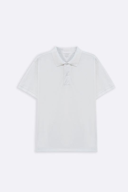 WHITE COTTON POLO SHIRT