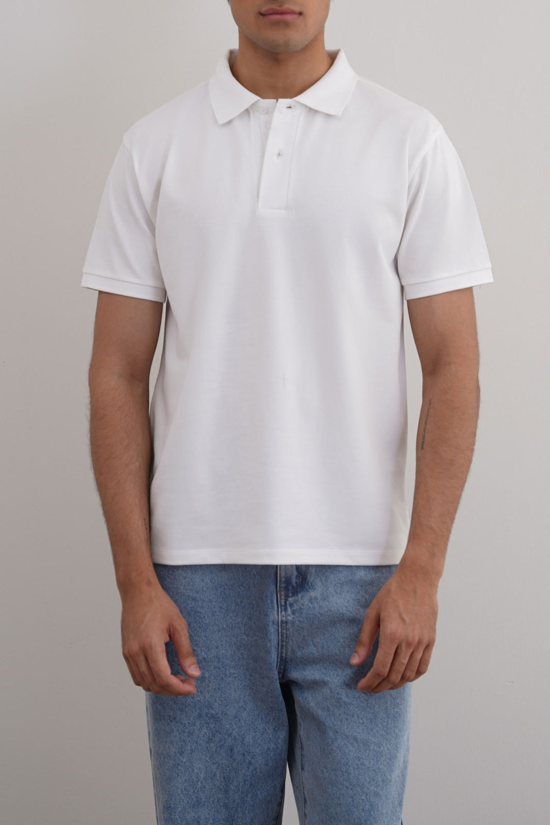 WHITE COTTON POLO SHIRT