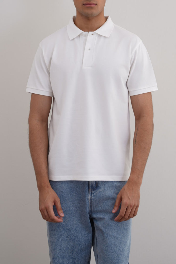 WHITE COTTON POLO SHIRT