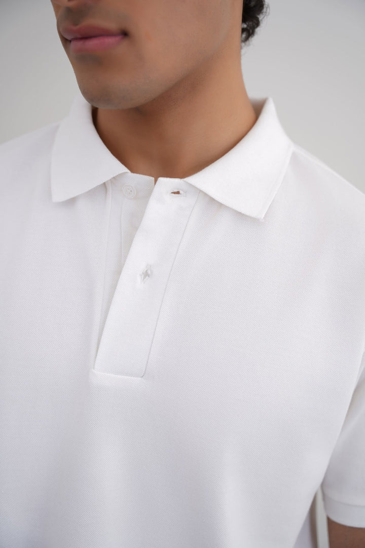 WHITE COTTON POLO SHIRT