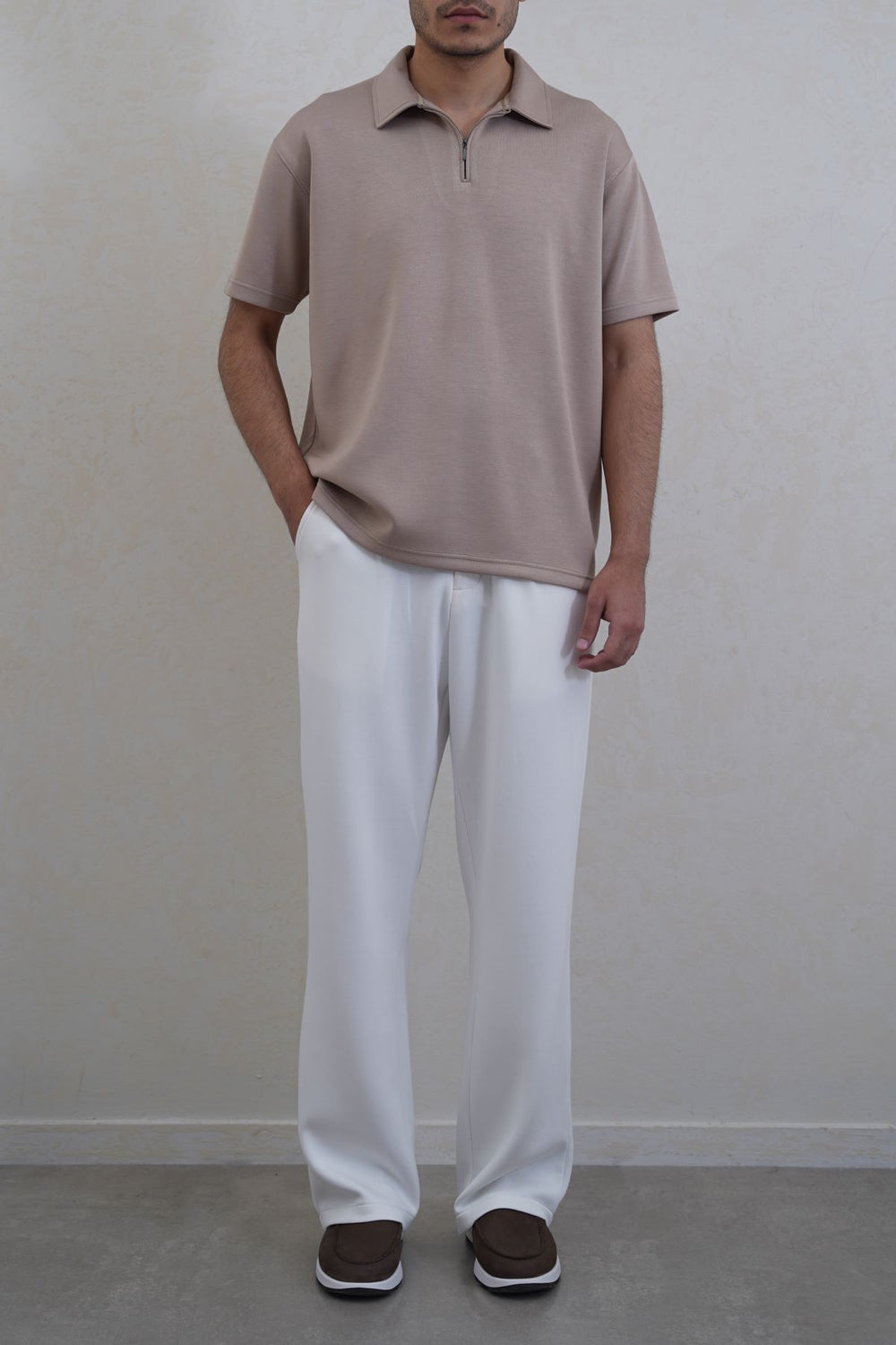 KHAKI ZIPPER POLO