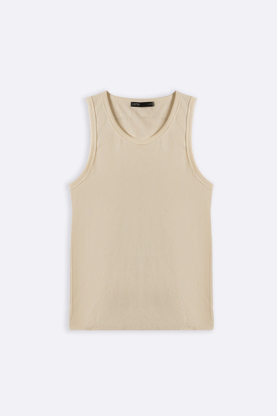BEIGE RIBBED TANK TOP