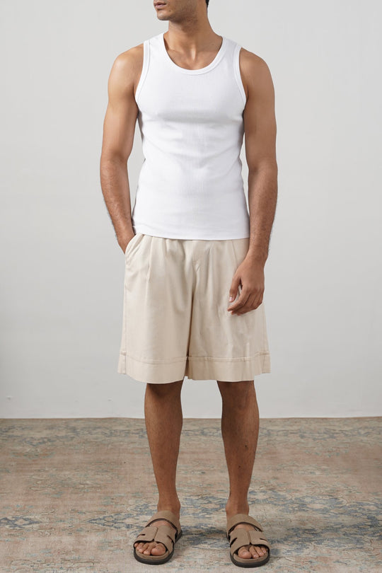 WHITE RIBBED TANK TOP