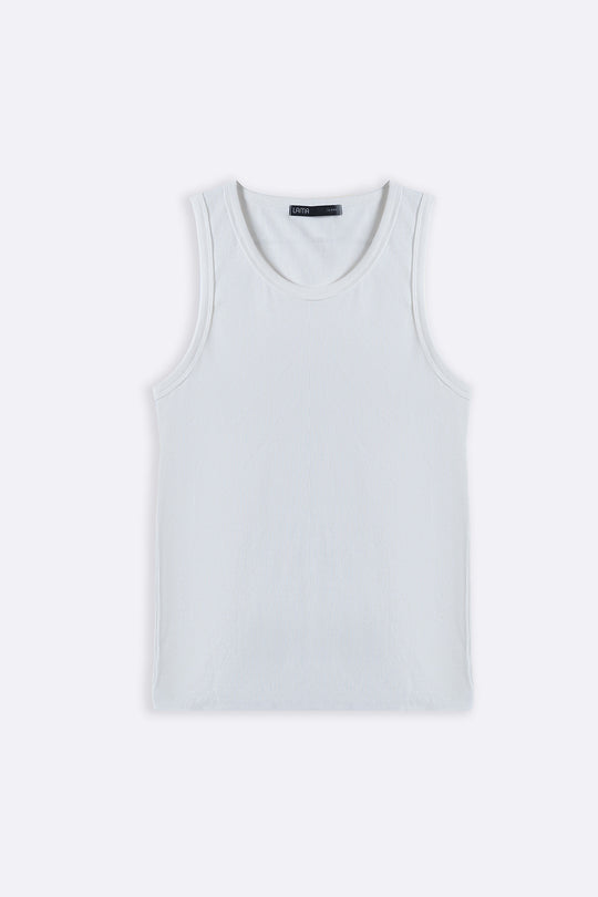 WHITE RIBBED TANK TOP