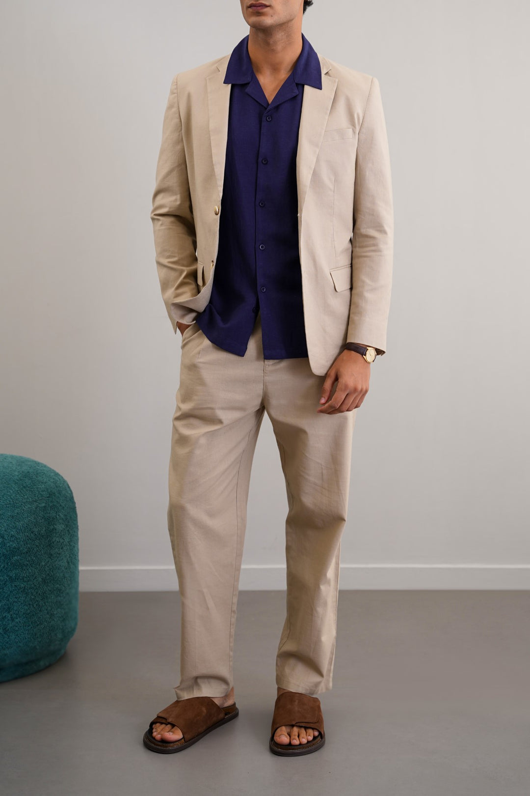 BEIGE RESORT LINEN BLAZER