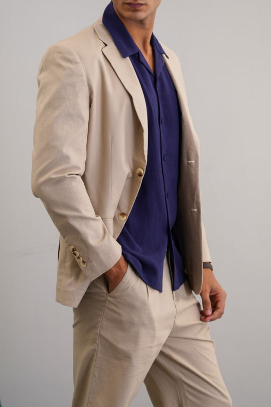 BEIGE RESORT LINEN BLAZER
