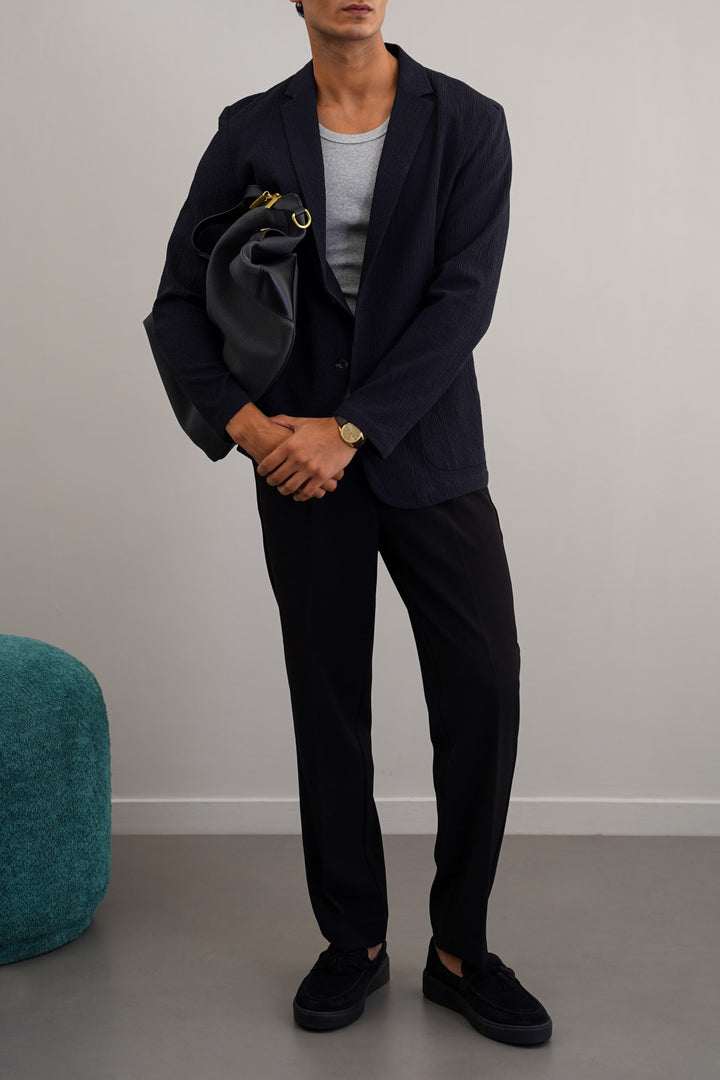 NAVY SEERSUCKER BLAZER