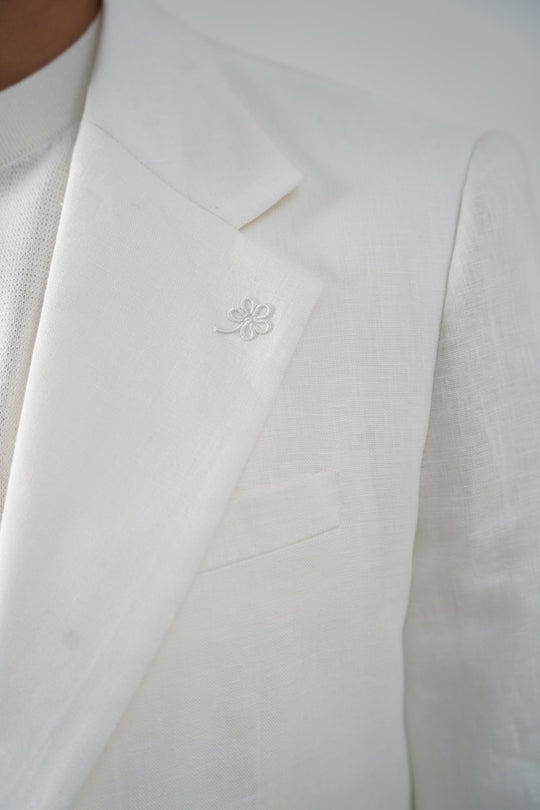 WHITE PURE LINEN BLAZER
