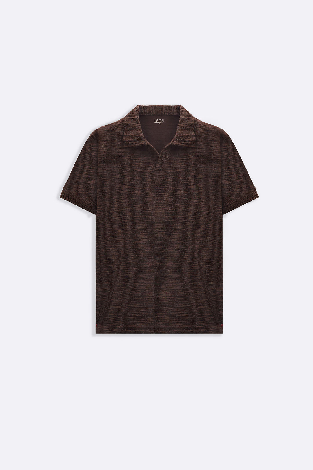DARK BROWN BOUCLE-KNIT POLO