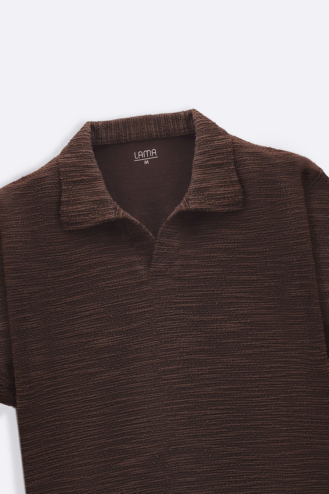 DARK BROWN BOUCLE-KNIT POLO