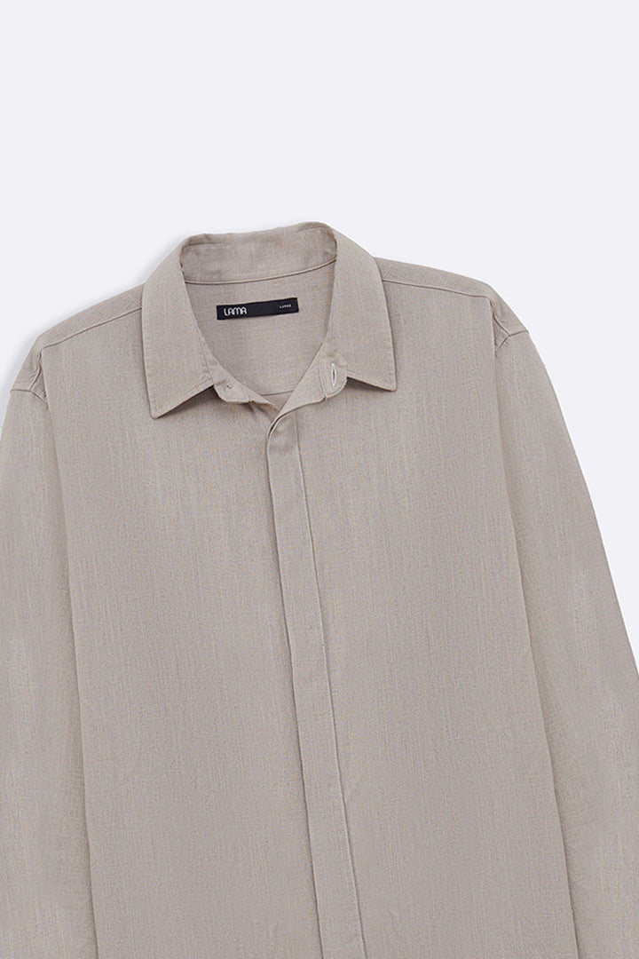 BEIGE SHIRT WITH HIDDEN PLACKET