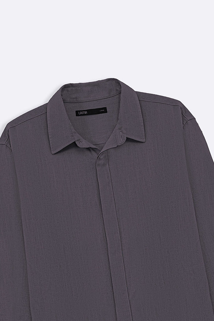 DARK GREY SHIRT WITH HIDDEN PLACKET