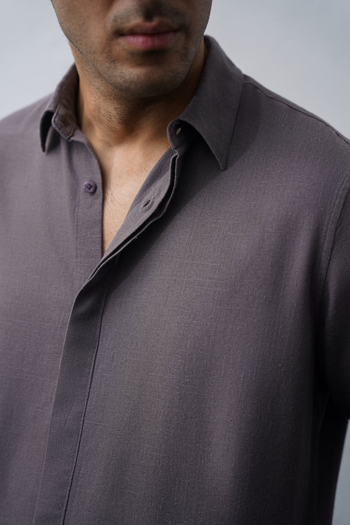 DARK GREY SHIRT WITH HIDDEN PLACKET