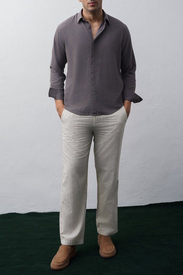 DARK GREY SHIRT WITH HIDDEN PLACKET