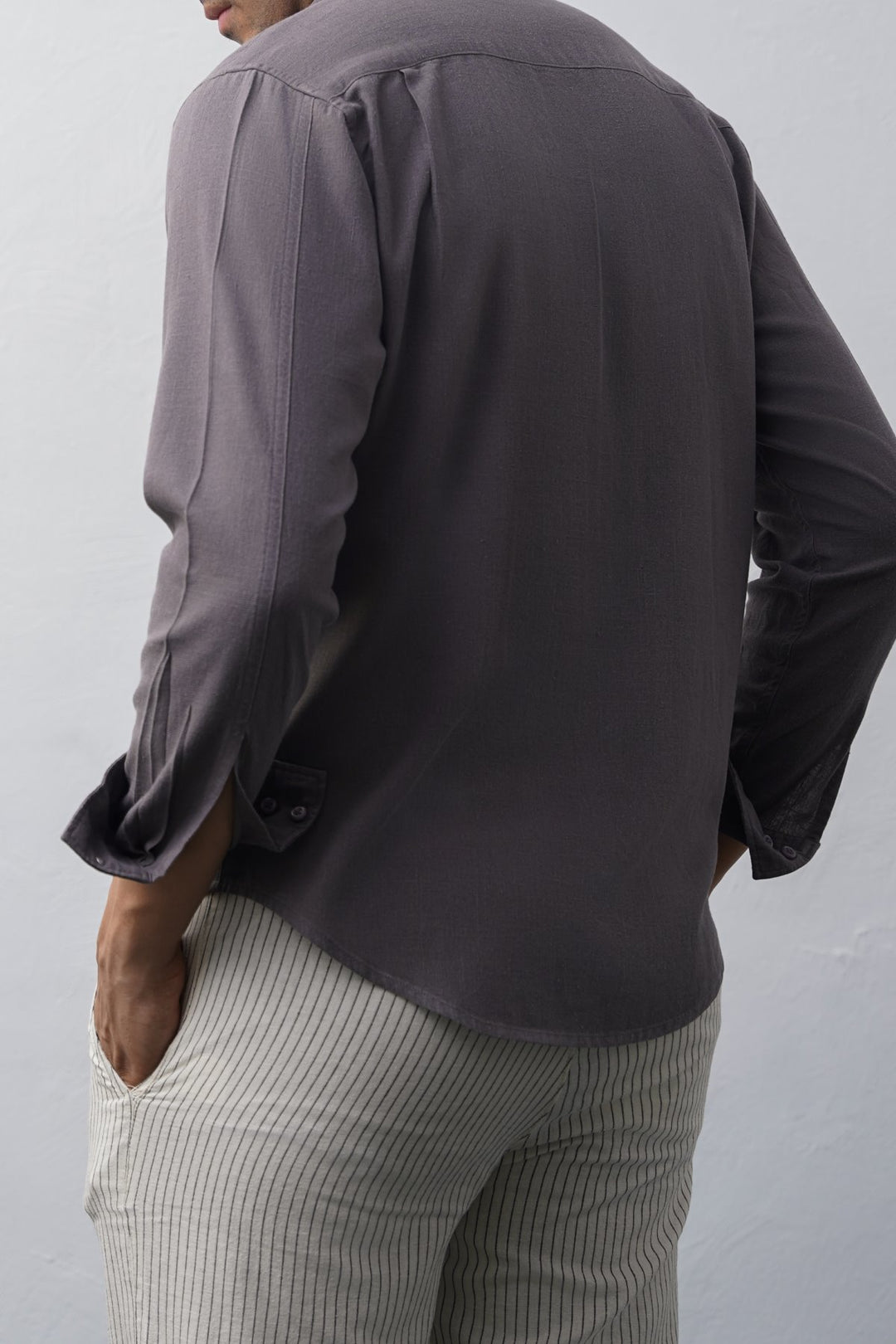 DARK GREY SHIRT WITH HIDDEN PLACKET