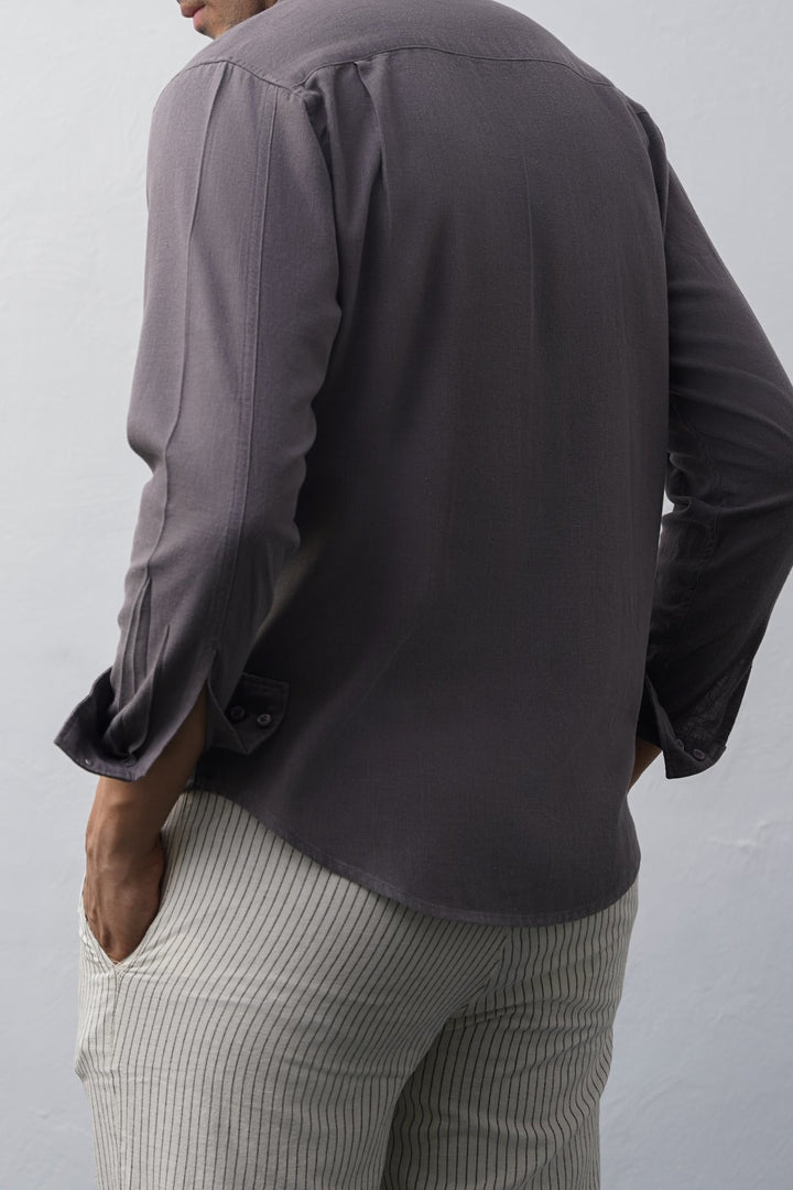 DARK GREY SHIRT WITH HIDDEN PLACKET