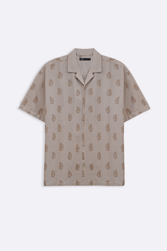 BEIGE SCREEN PRINT SAFARI SHIRT