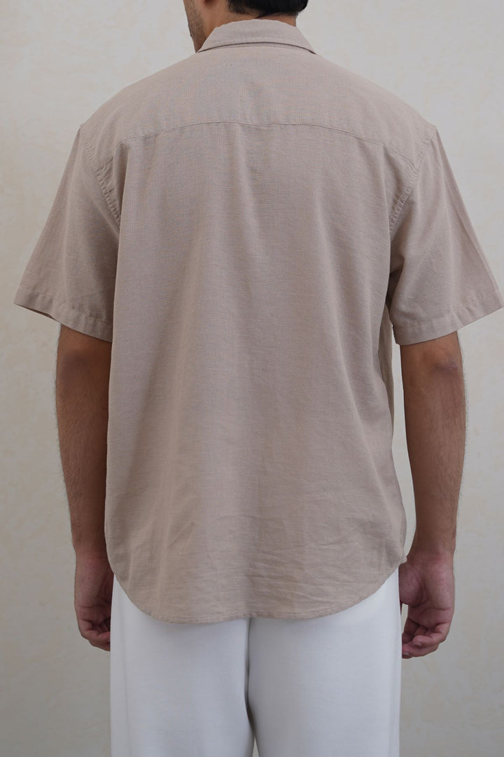 BEIGE RELAXED DOBBY SHIRT