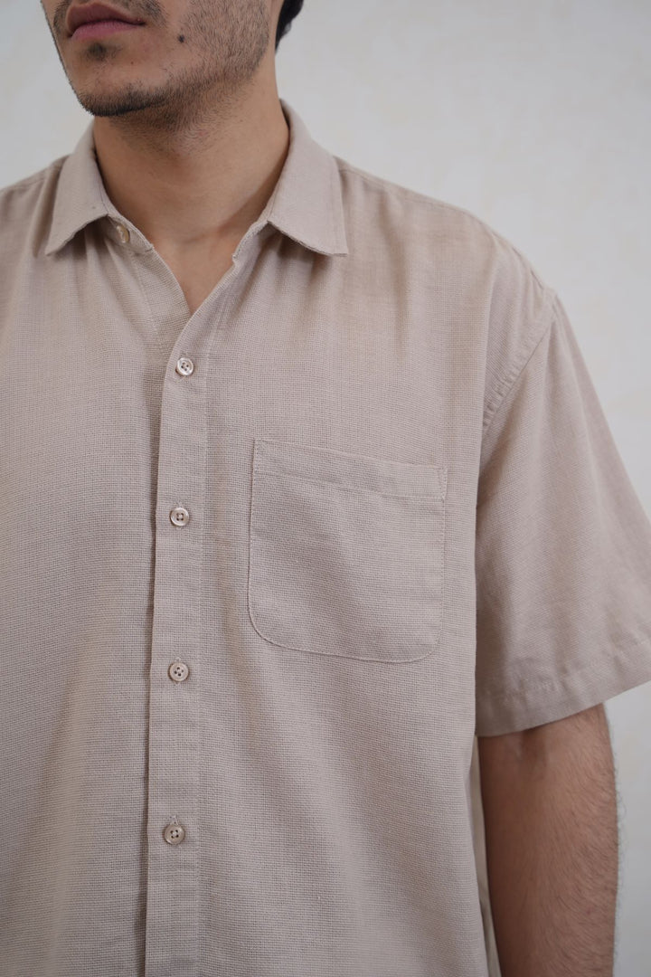 BEIGE RELAXED DOBBY SHIRT
