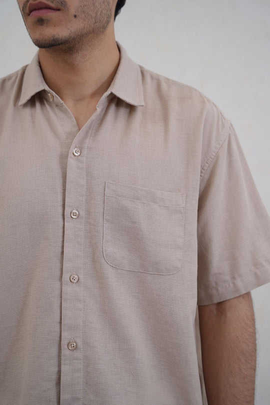 BEIGE RELAXED DOBBY SHIRT