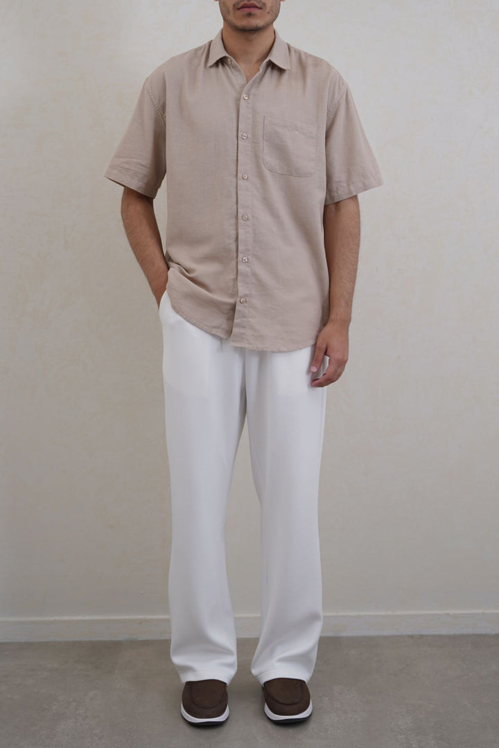 BEIGE RELAXED DOBBY SHIRT