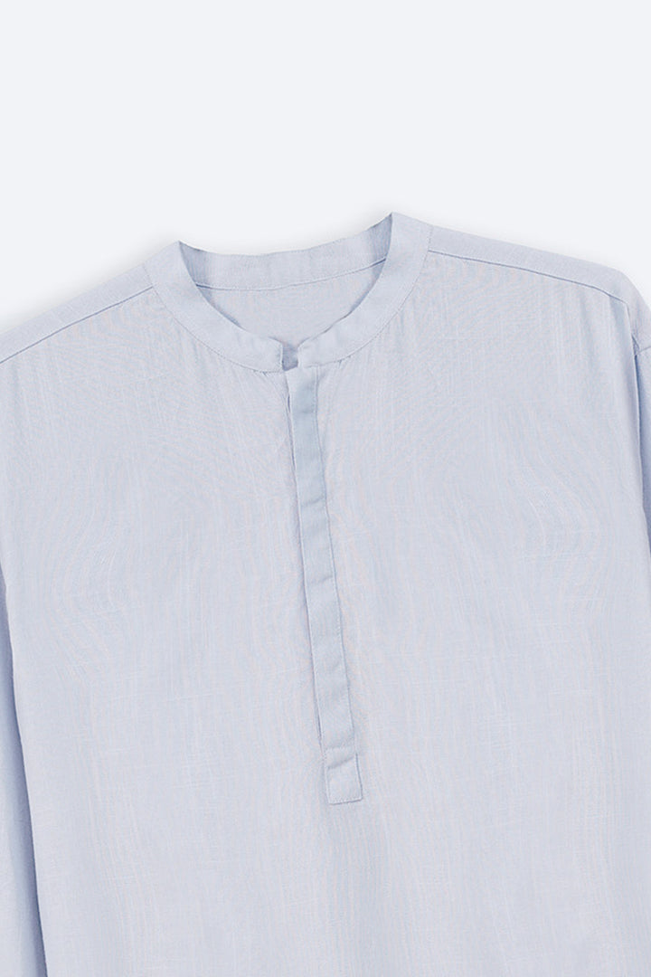 SKY BLUE HALF PLACKET SHIRT