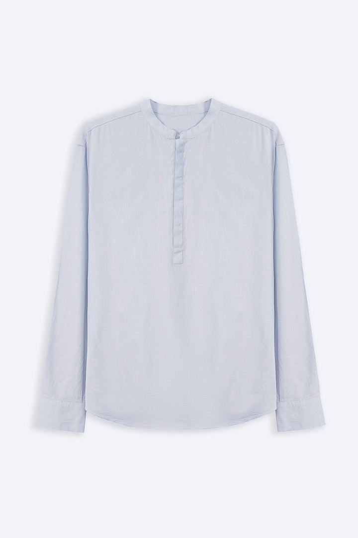 SKY BLUE HALF PLACKET SHIRT