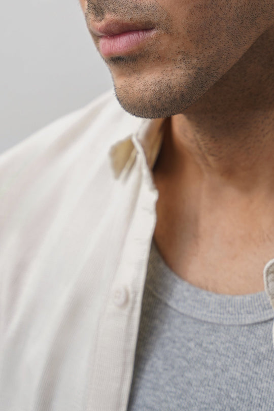 ECRU RELAXED DOBBY SHIRT